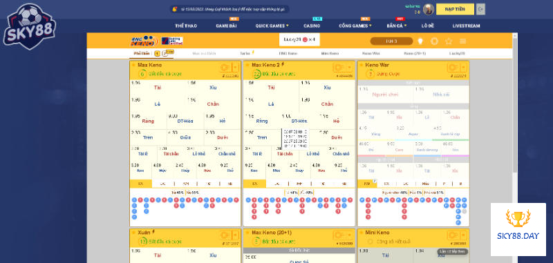 Kinh nghiệm keno Sky88
