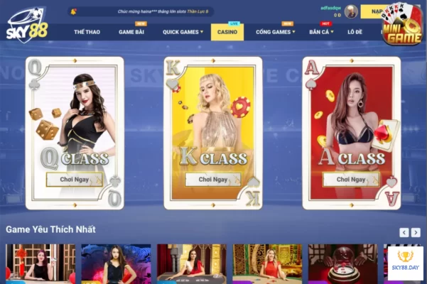Các trò chơi hấp dẫn tại Live Casino Sky88