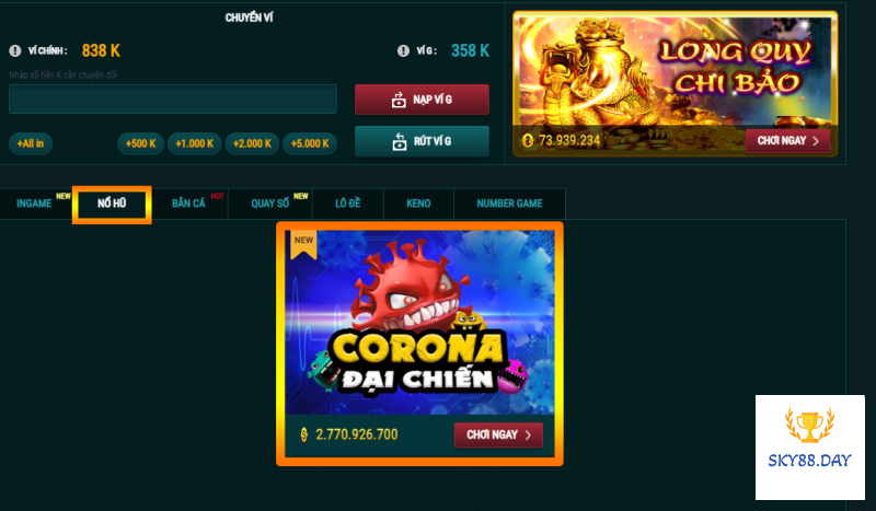 Giới thiệu slot game Corona Covid 19 Sky88